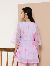 Women's Lavendar Crepe Printed Tunic